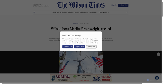 Security scan screenshot of https://www.wilsontimes.com/sports/wilson-boat-marlin-fever-weighs-record-blue-marlin-at-big-rock-7fc60ee0
