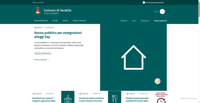 Security scan screenshot of https://www.comune.verdello.bg.it