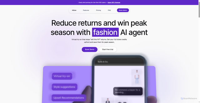 Security scan screenshot of https://www.hillow.ai/