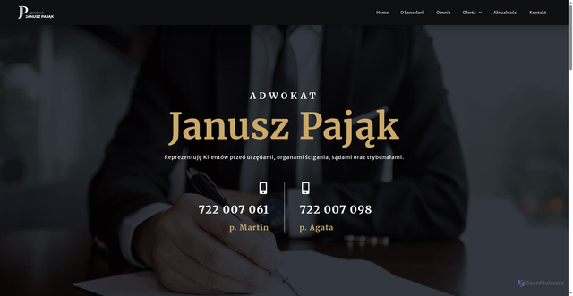 Security scan screenshot of http://adwokat-januszpajak.pl/