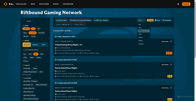 Security scan screenshot of https://locator.riftbound.uvsgames.com