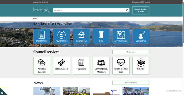 Security scan screenshot of https://www.inverclyde.gov.uk/