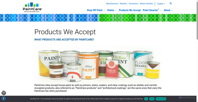 Security scan screenshot of https://www.paintcare.org/drop-off-sites/