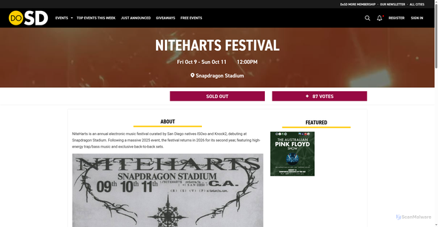 Security scan screenshot of https://dosd.com/niteharts-tickets