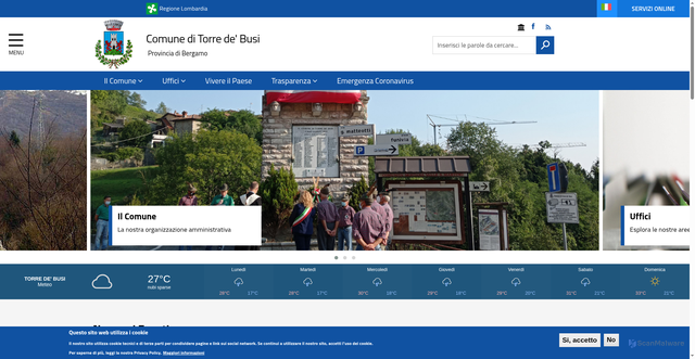 Security scan screenshot of https://www.comune.torre-debusi.bg.it