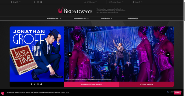 Security scan screenshot of https://www.broadway.org/shows/just-in-time