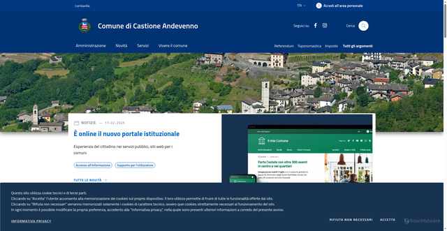 Security scan screenshot of https://www.comune.castioneandevenno.so.it/