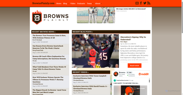 Security scan screenshot of https://brownsplainly.com/