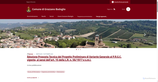 Security scan screenshot of https://www.comune.grazzanobadoglio.at.it/