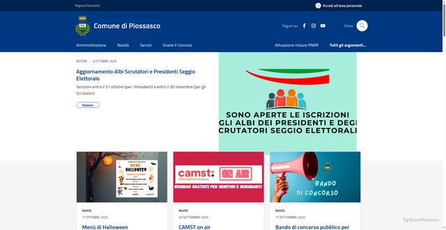 Security scan screenshot of https://www.comune.piossasco.to.it/