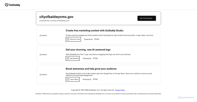 Security scan screenshot of https://cityofbaldwynms.gov/