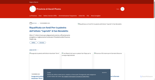 Security scan screenshot of https://www.provincia.ap.it/it