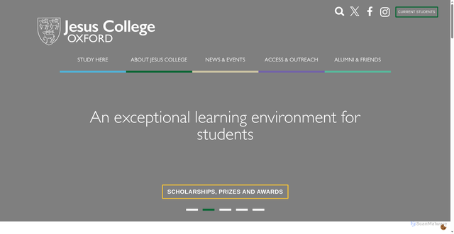 Security scan screenshot of https://www.jesus.ox.ac.uk/