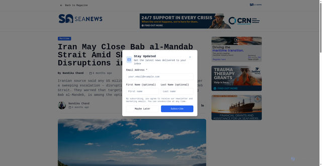 Security scan screenshot of https://seanews.co.uk/maritime/iran-may-close-bab-al-mandab-strait-amid-shipping-disruptions-in-hormuz