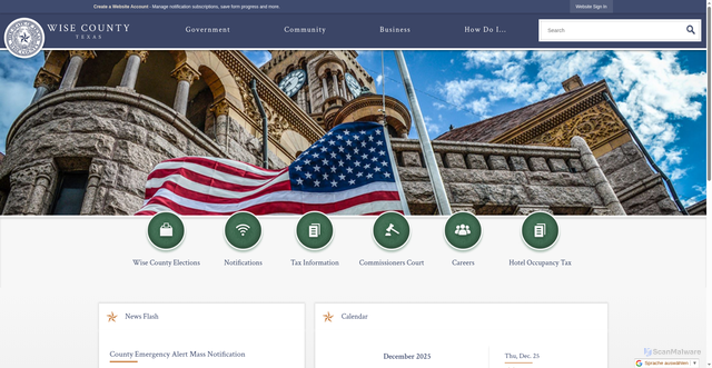 Security scan screenshot of https://wisecountytx.gov/