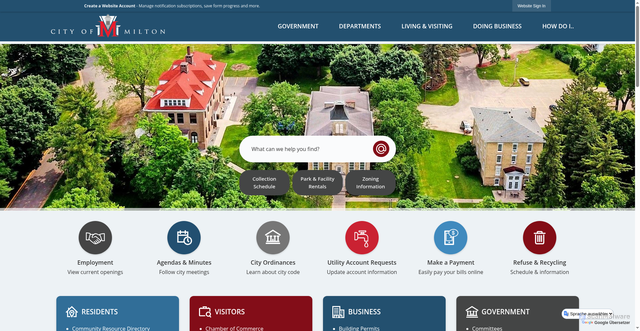 Security scan screenshot of https://milton-wi.gov/