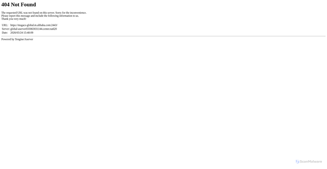 Security scan screenshot of https://msgacs-global.m.alibaba.com