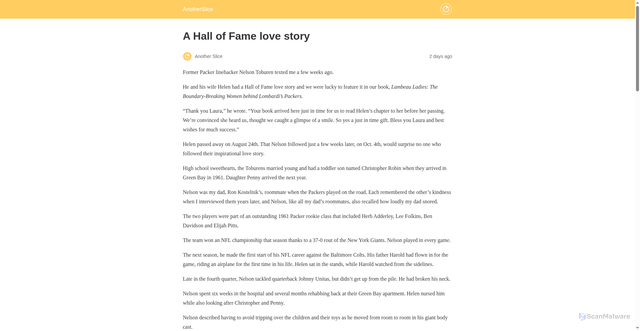 Security scan screenshot of https://anotherslice.life/2026/10/07/a-hall-of-fame-love-story/amp/
