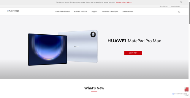 Security scan screenshot of https://huawei.com