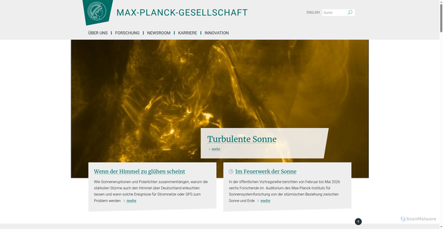 Security scan screenshot of https://www.mpg.de/de