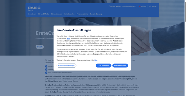 Security scan screenshot of https://erste-confirming.com