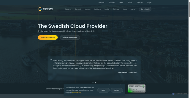 Security scan screenshot of https://elastx.se/