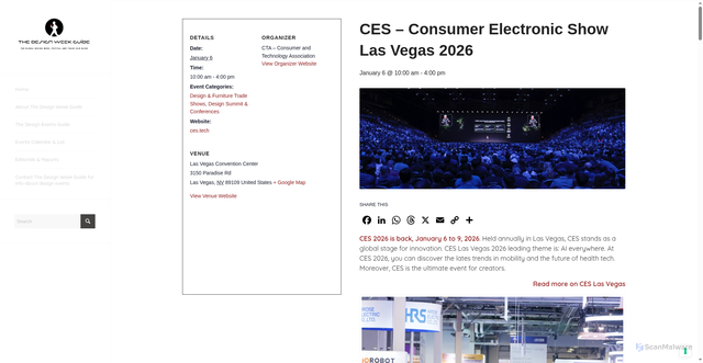 Security scan screenshot of https://designweekguide.com/event/ces-consumer-electronic-show-las-vegas-2026/