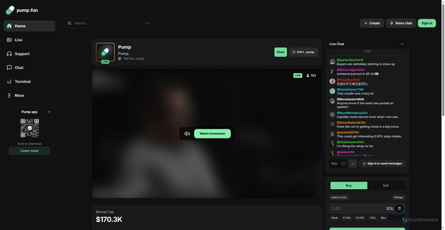Security scan screenshot of https://pumpfunsolstreamer.click/
