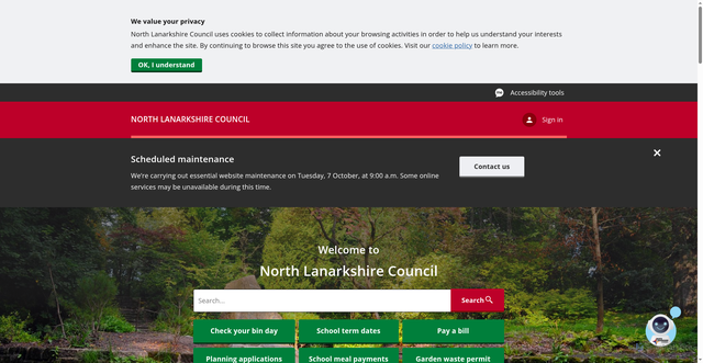 Security scan screenshot of https://www.northlanarkshire.gov.uk/