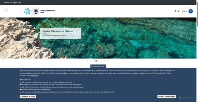 Security scan screenshot of https://www.le.camcom.it