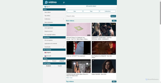 Security scan screenshot of https://en.vidmo.pro