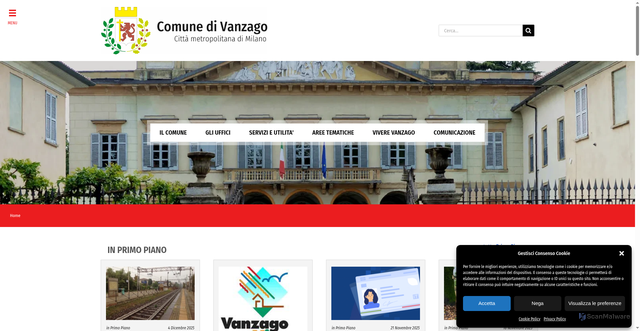 Security scan screenshot of https://comune.vanzago.mi.it/