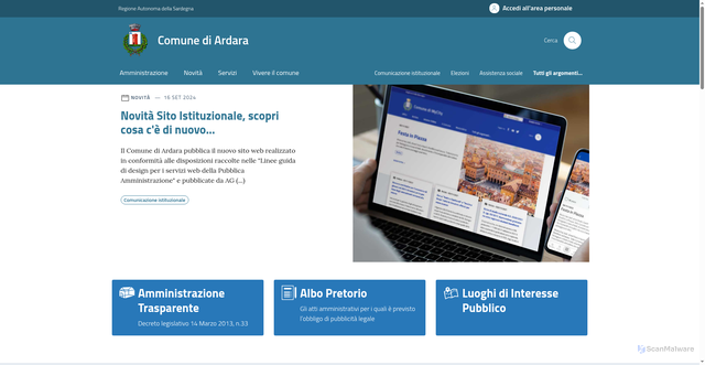 Security scan screenshot of https://www.comune.ardara.ss.it