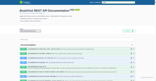 Security scan screenshot of https://restapi.bookvisit.com/