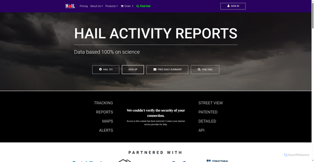 Security scan screenshot of https://hailstrike.com/