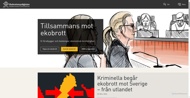 Security scan screenshot of https://www.ekobrottsmyndigheten.se