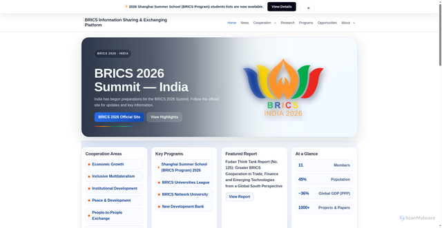 Security scan screenshot of https://www.brics-info.org/