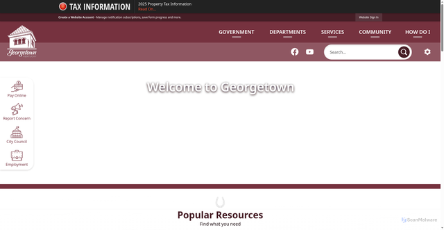 Security scan screenshot of https://www.georgetownky.gov/
