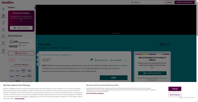 Security scan screenshot of https://years.fandom.com/wiki/2027