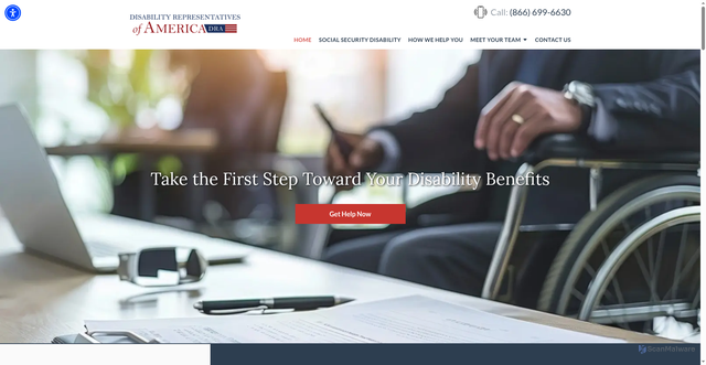 Security scan screenshot of https://disabilityrepresentativesofamerica.com/