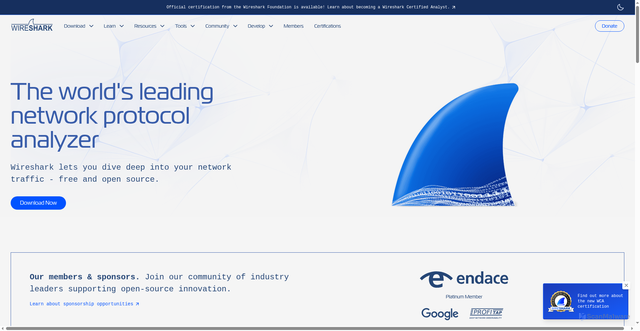 Security scan screenshot of https://www.wireshark.org/