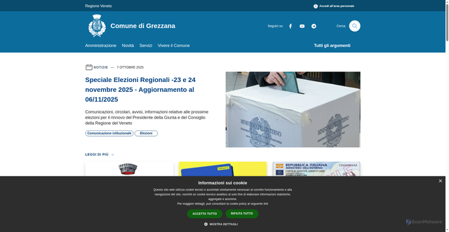Security scan screenshot of https://www.comune.grezzana.vr.it/it
