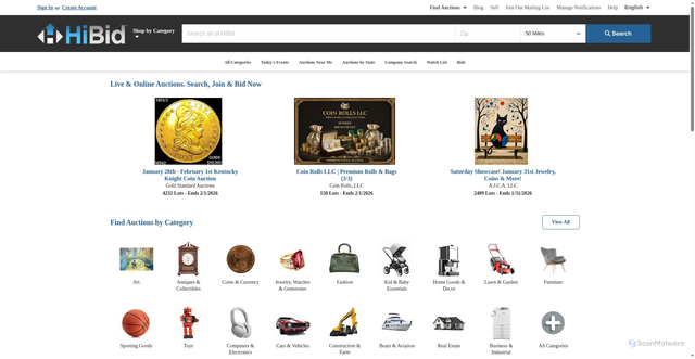 Security scan screenshot of https://pf.hibid.com
