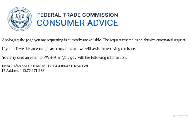 Security scan screenshot of https://consumer.ftc.gov/identity-theft-and-online-security/online-privacy-and-security