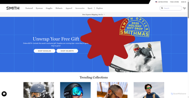 Security scan screenshot of https://www.smithoptics.com/en-us