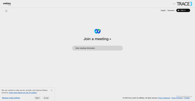 Security scan screenshot of https://trace3.webex.com