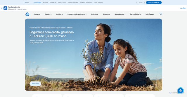 Security scan screenshot of https://caixadirectaonline.cgd.pt