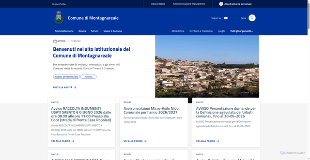 Security scan screenshot of https://www.comune.montagnareale.me.it