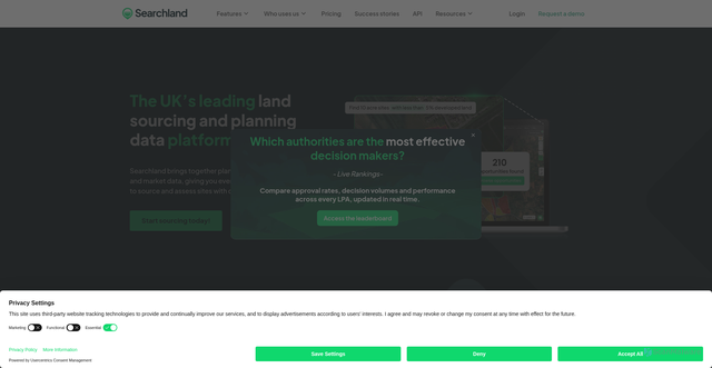 Security scan screenshot of https://searchland.co.uk