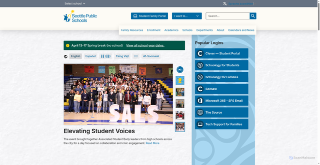 Security scan screenshot of https://www.seattleschools.org